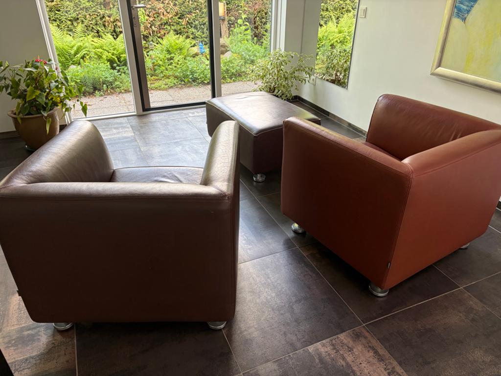 Mooie Gelderland designstoel in bruin leer, Huis en Inrichting, Gebruikt, Bruin, Leer, Ophalen of Verzenden