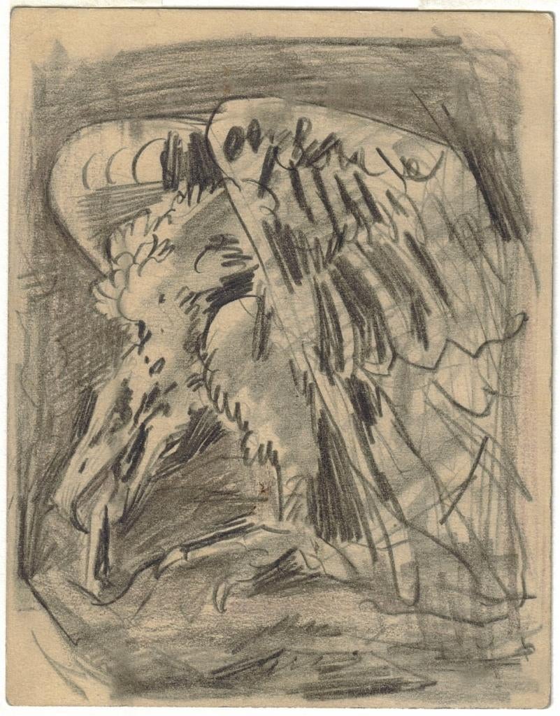 Reyer Stolk potloodtekening "Zittende Roofvogel", Ophalen