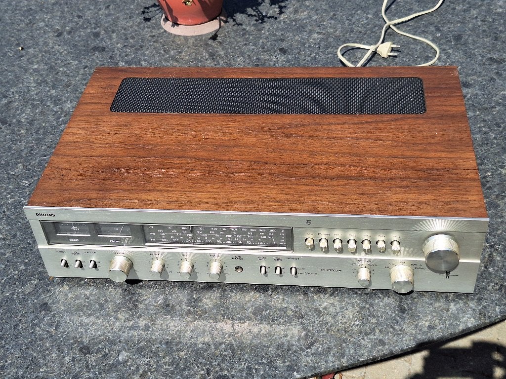 Vintage Philips Radio Receiver met Houten Behuizing, Ophalen of Verzenden, Gebruikt, Radio