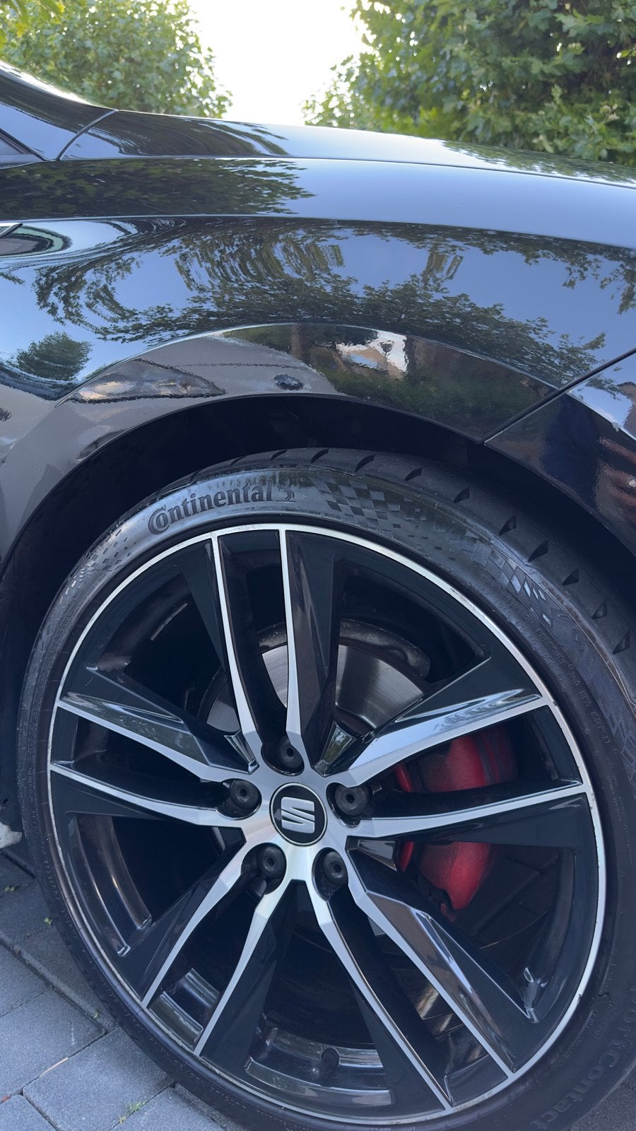 4 originele Cupra velgen met Continental banden 19 inch, Auto-onderdelen, Ophalen of Verzenden, Gebruikt, 19 inch, Banden en Velgen