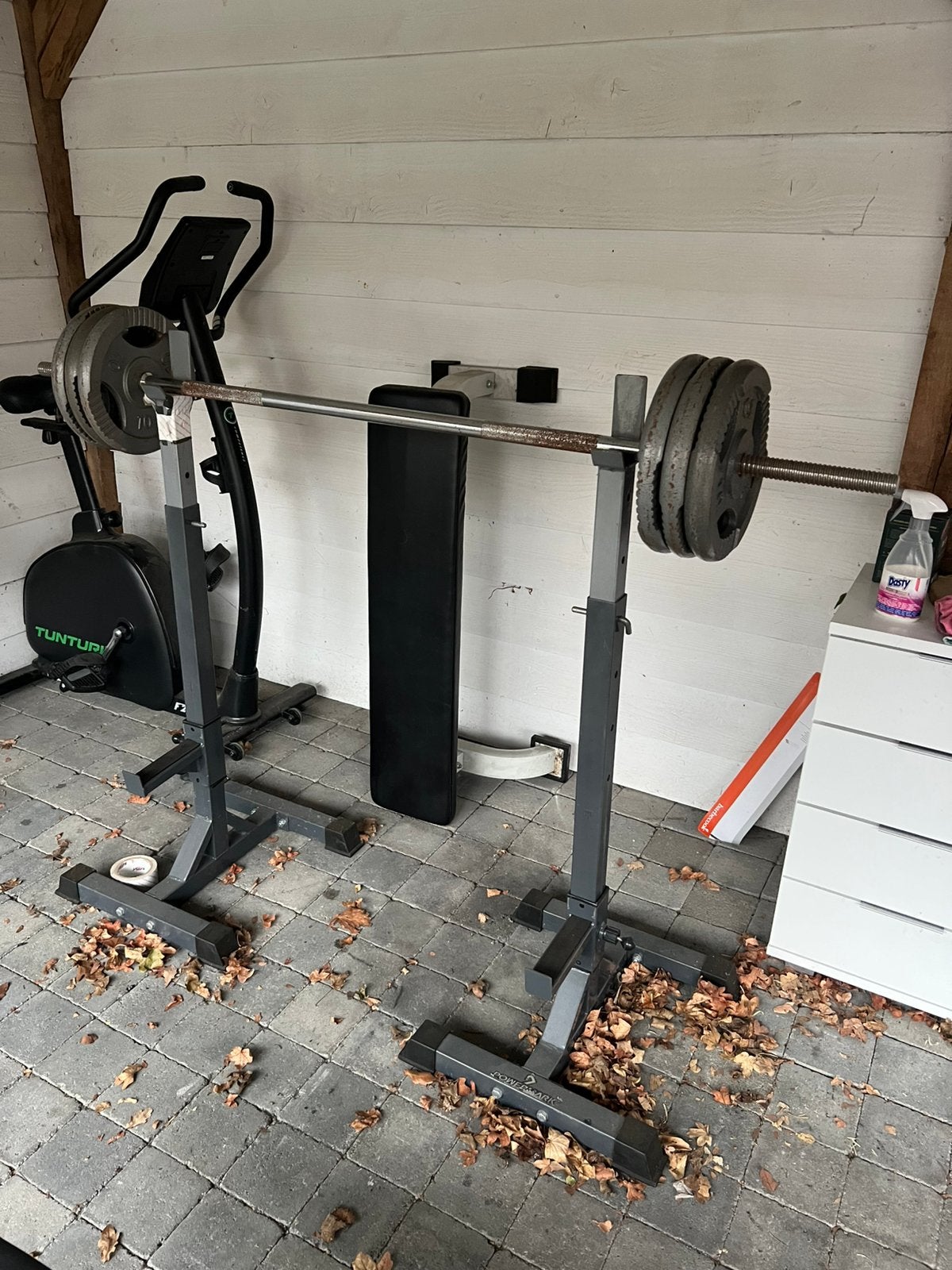 Fitness apparatuur + home trainer Tunturi ZIE BESCHRIJVING, Ophalen, Zo goed als nieuw, Halterset