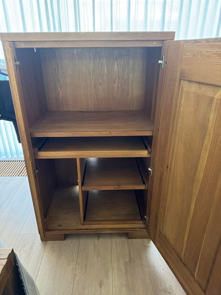 Eiken Houten PC kast, Huis en Inrichting, Kasten | Computermeubels, Gebruikt, 120 tot 170 cm, 70 tot 120 cm, 40 tot 80 cm, Eikenhout