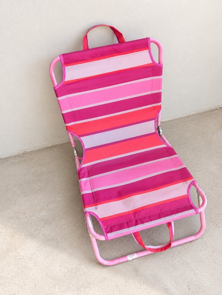 Inklapbare strandstoel roze gestreept, Ophalen, Gebruikt, Kunststof, Inklapbaar