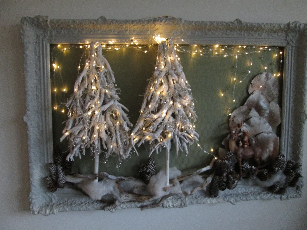 XXL 3D Schilderij met Kerstbomen Hert & Licht 117 x 78, Diversen, Ophalen, Nieuw