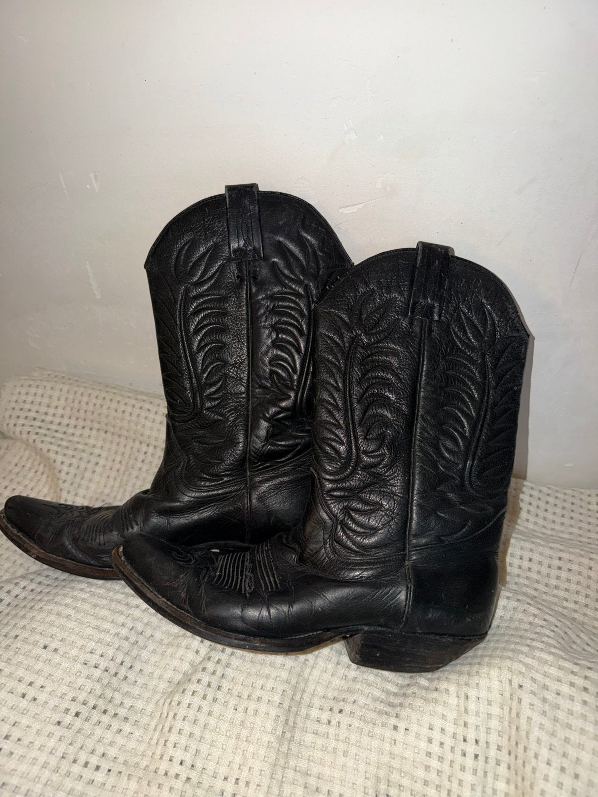 Tony Mora Leren Cowboylaarzen Dames Maat 43 (valt als 42), Ophalen of Verzenden, Gedragen, Zwart, Hoge laarzen