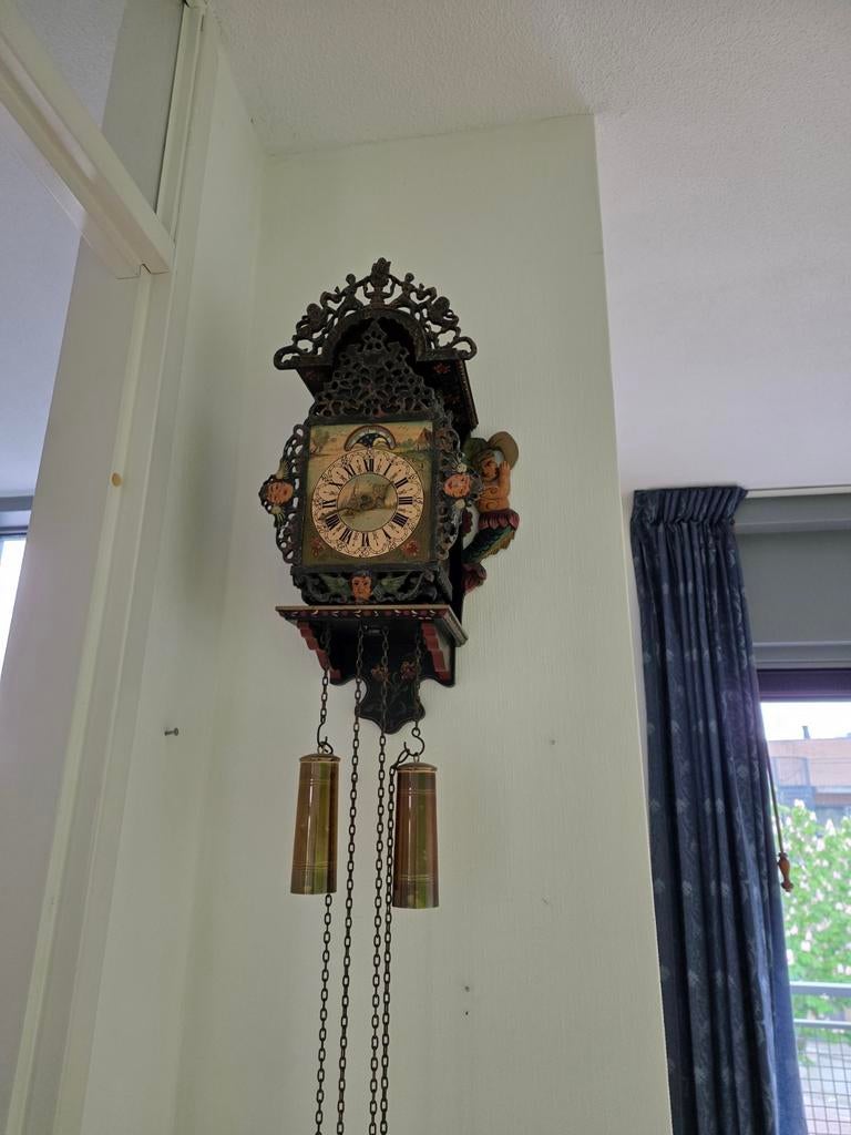 Antieke Zaanse klok met handgeschilderde details, Antiek en Kunst, Antiek | Klokken, Ophalen
