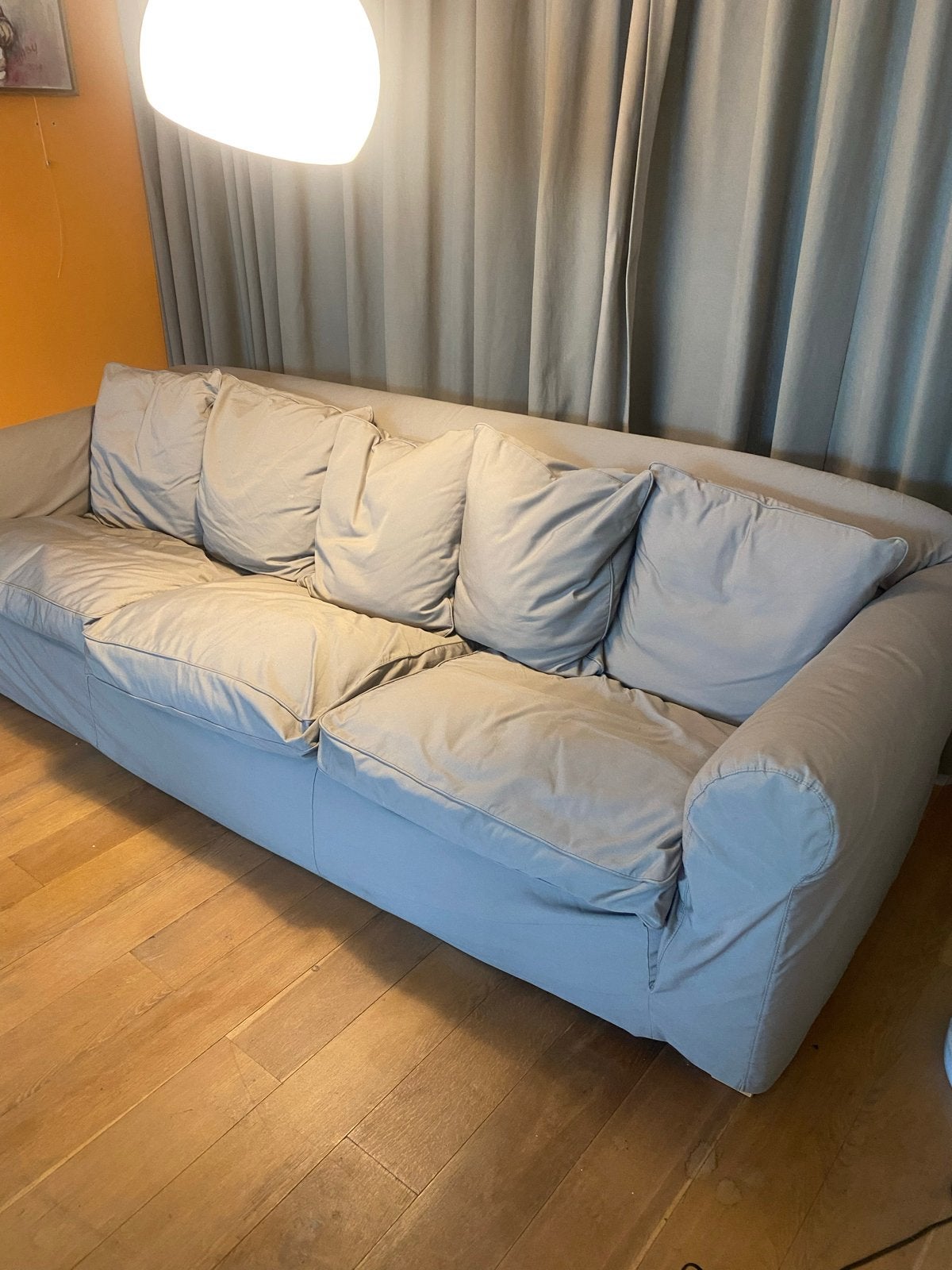 IKEA Ektorp 3-zits bank met grijze en witte hoes, Ophalen, Gebruikt, Driepersoons, 75 tot 100 cm