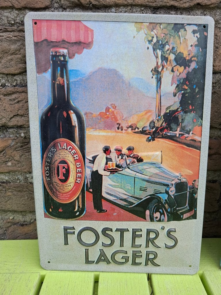 Reclamebord Foster's Lager (bier), Ophalen of Verzenden, Nieuw, Reclamebord, Plaat of Schild, Overige merken