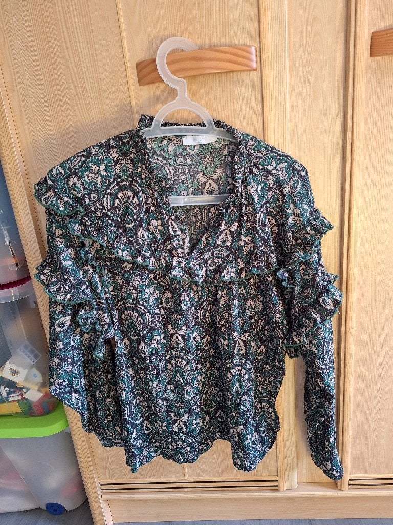 By Bar Blouse met print en ruches, Maat 38/40 (M), Meerkleurig, By Bar, Ophalen of Verzenden
