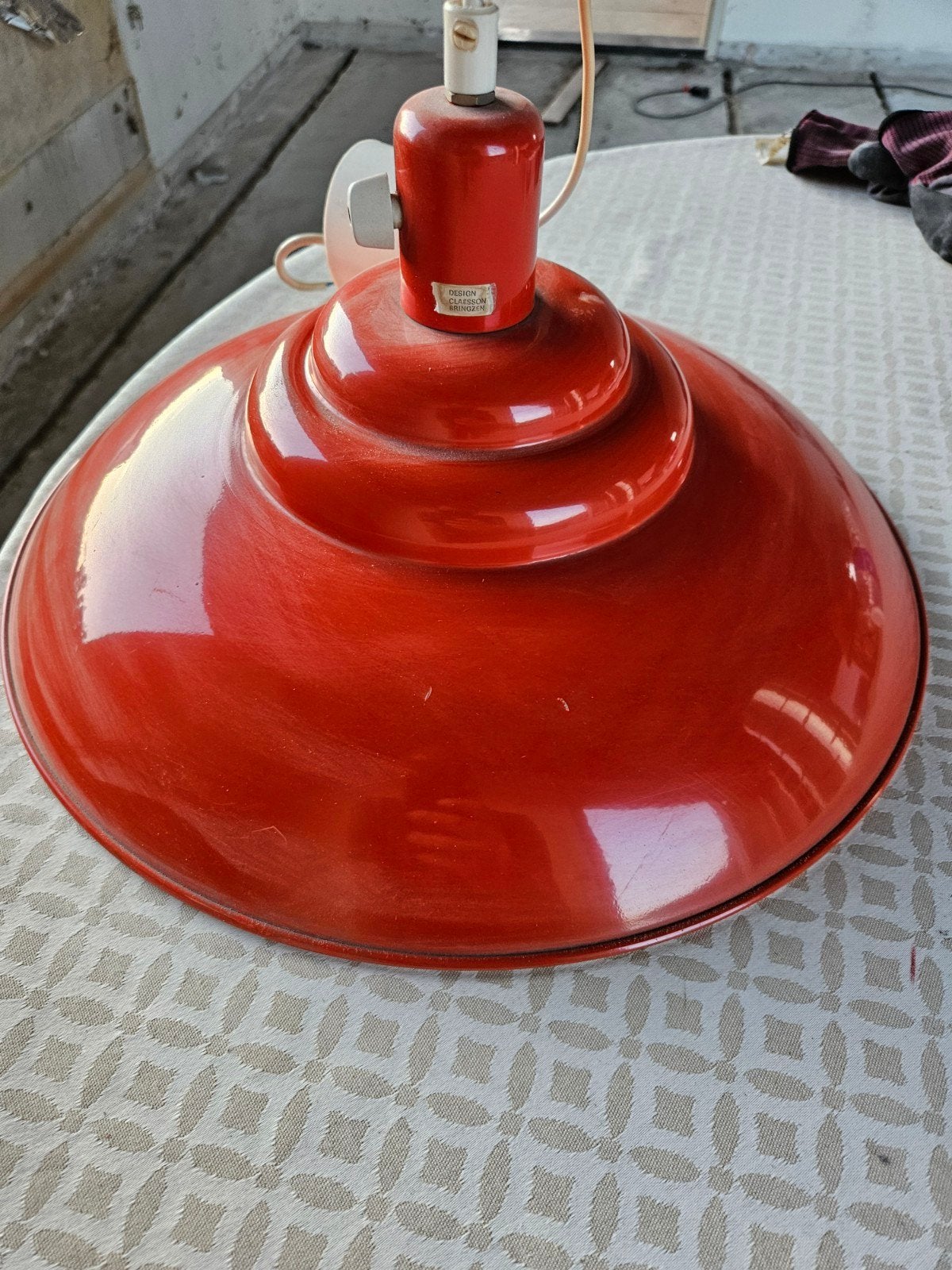 Vintage rode plafondlamp - Design Claesson Bringzen, Ophalen of Verzenden