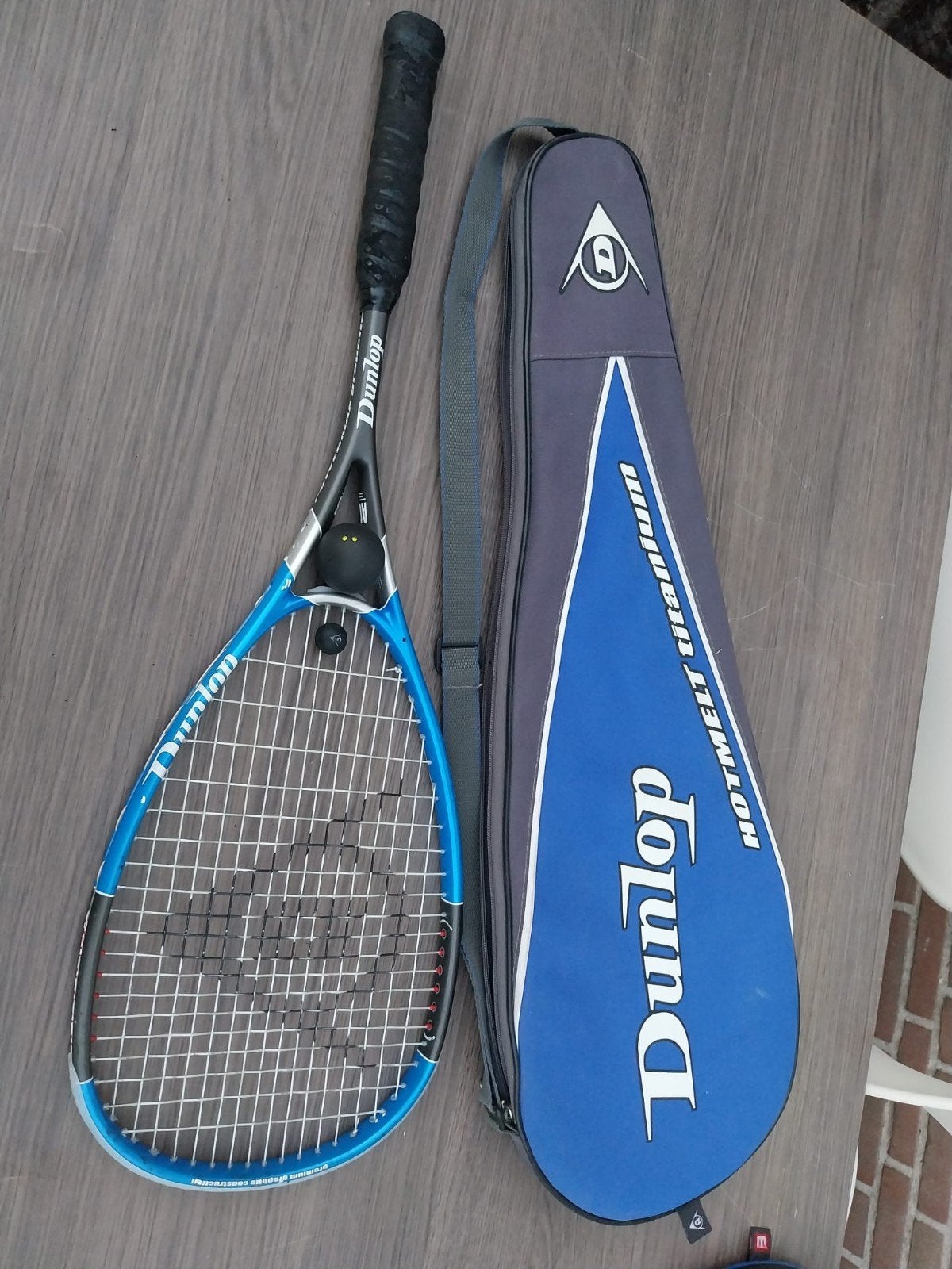 3 Squashrackets met hoezen, Sport en Fitness, Tennis, Ophalen of Verzenden, Gebruikt, Racket, Dunlop