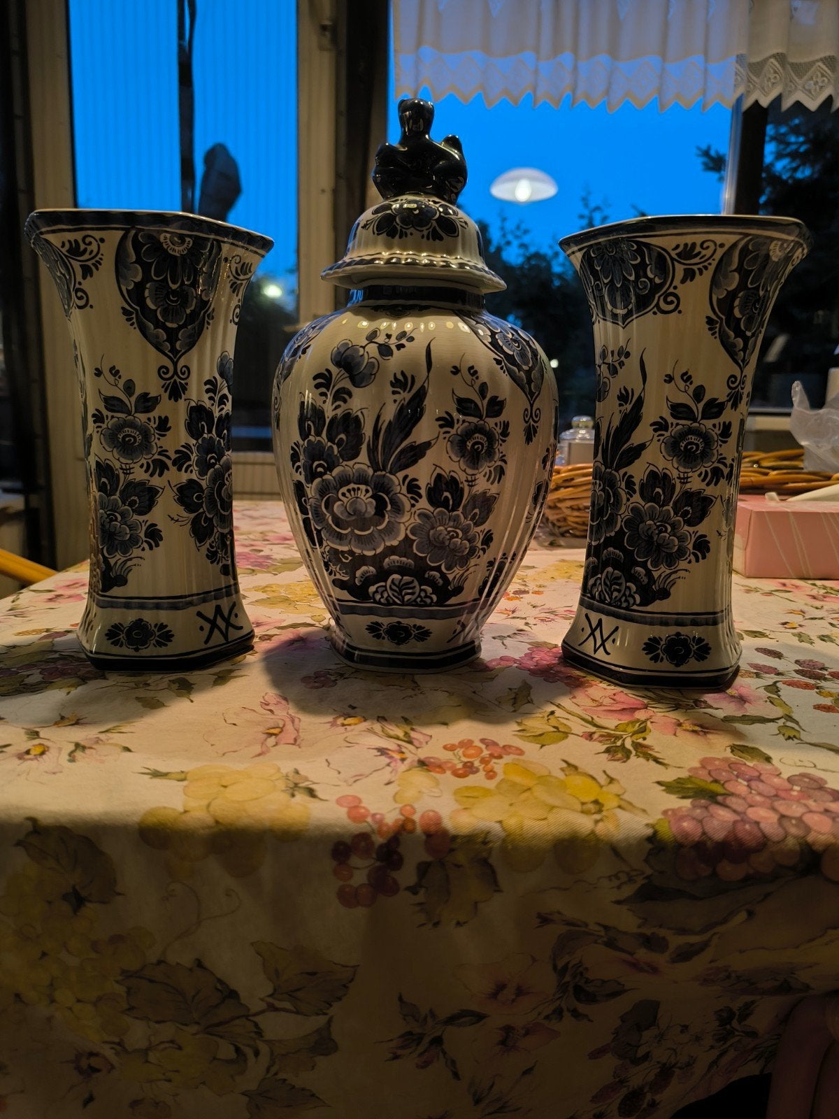 Delfts Blauw gemberpot en vazen set - Handwerk, Ophalen