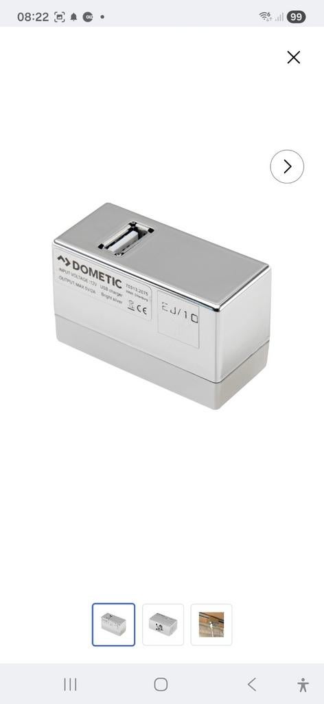 2 STUKS  Dometic USB oplaadadapter voor rail - Chrome, Caravans en Kamperen, Caravan accessoires, Ophalen