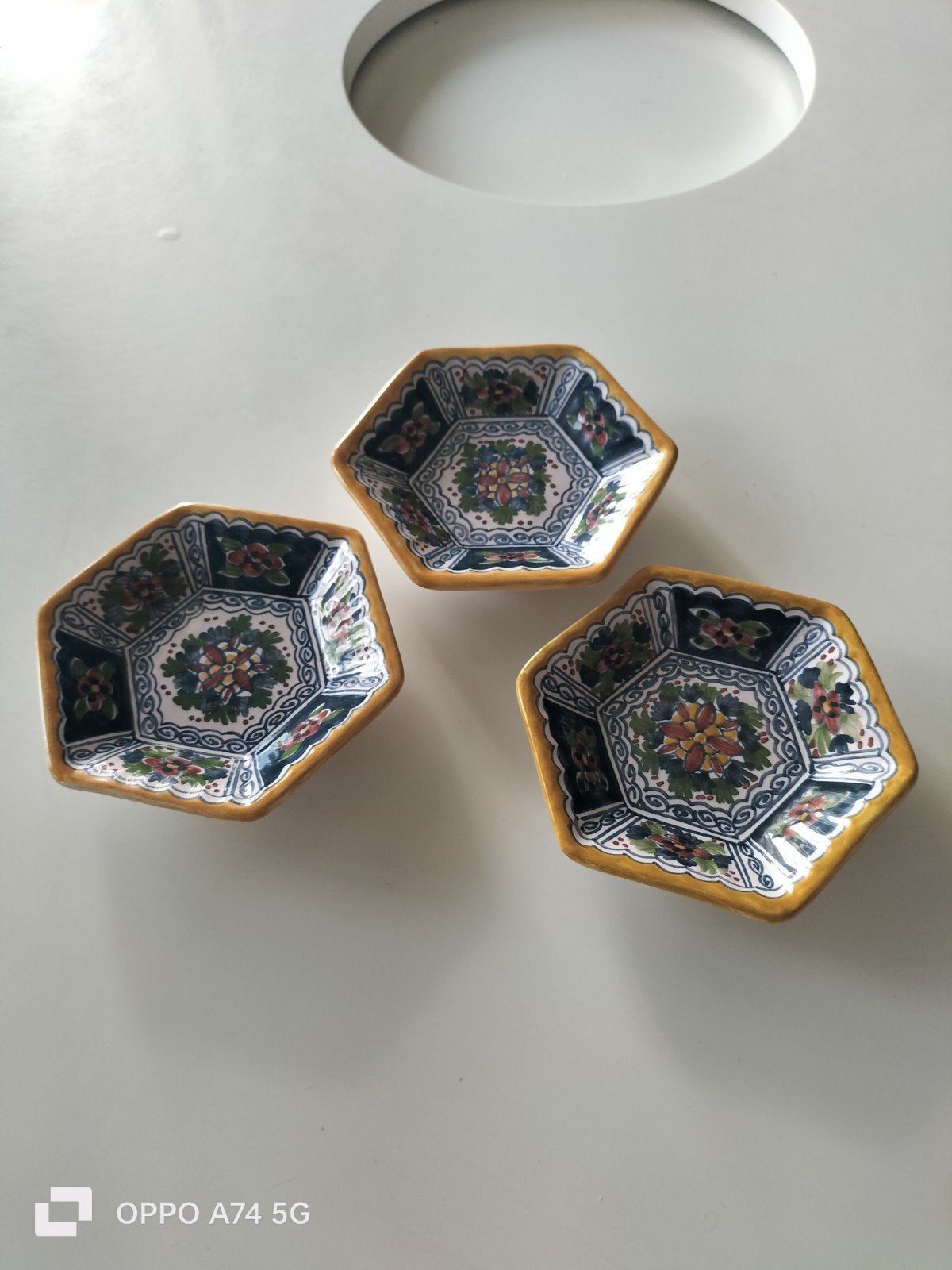 Set van 3 Makkum HL zeshoekige schaaltjes, Ophalen of Verzenden