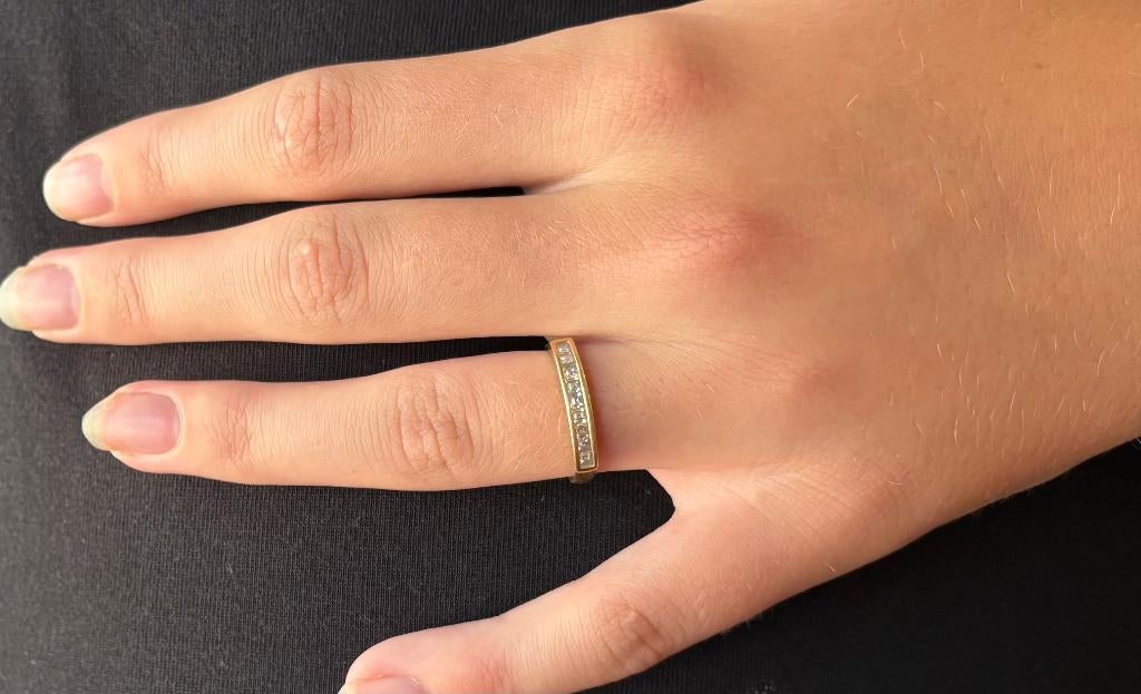 Diamanten alliance 18k gouden rij ring dames luxe briljant, Voordeelsieraden, Verzenden, Met edelsteen, Dame