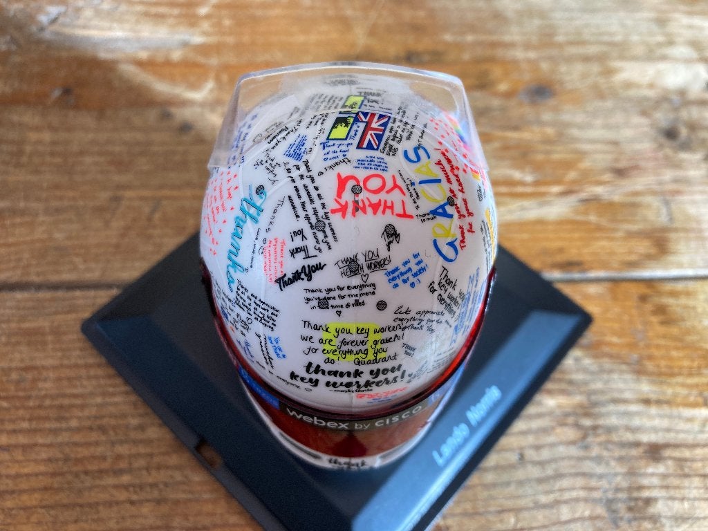 ✅ Lando Norris 1:5 helm British GP 2021 Mclaren F1 1/5, Verzamelen, Automerken, Motoren en Formule 1, Ophalen of Verzenden, Nieuw
