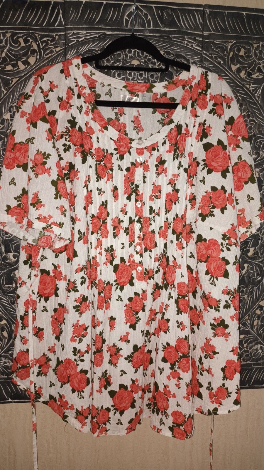 Bonprix Tuniek met rozenprint - Maat 54, Bonprix, Wit, Maat 46/48 (XL) of groter, Ophalen of Verzenden