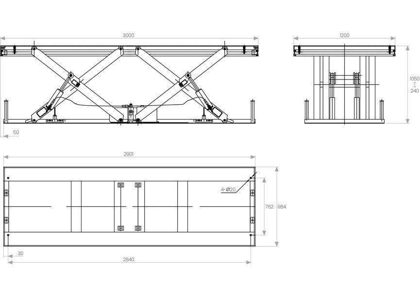 Elektro-hydraulische schaarheftafel 1050mm 8000kg 3x400V, Ophalen, Nieuw