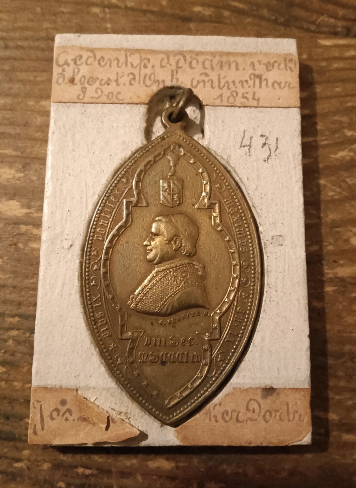 Antieke Devotie Medaille Maria Onbevlekte Ontvangenis 1854, Ophalen of Verzenden