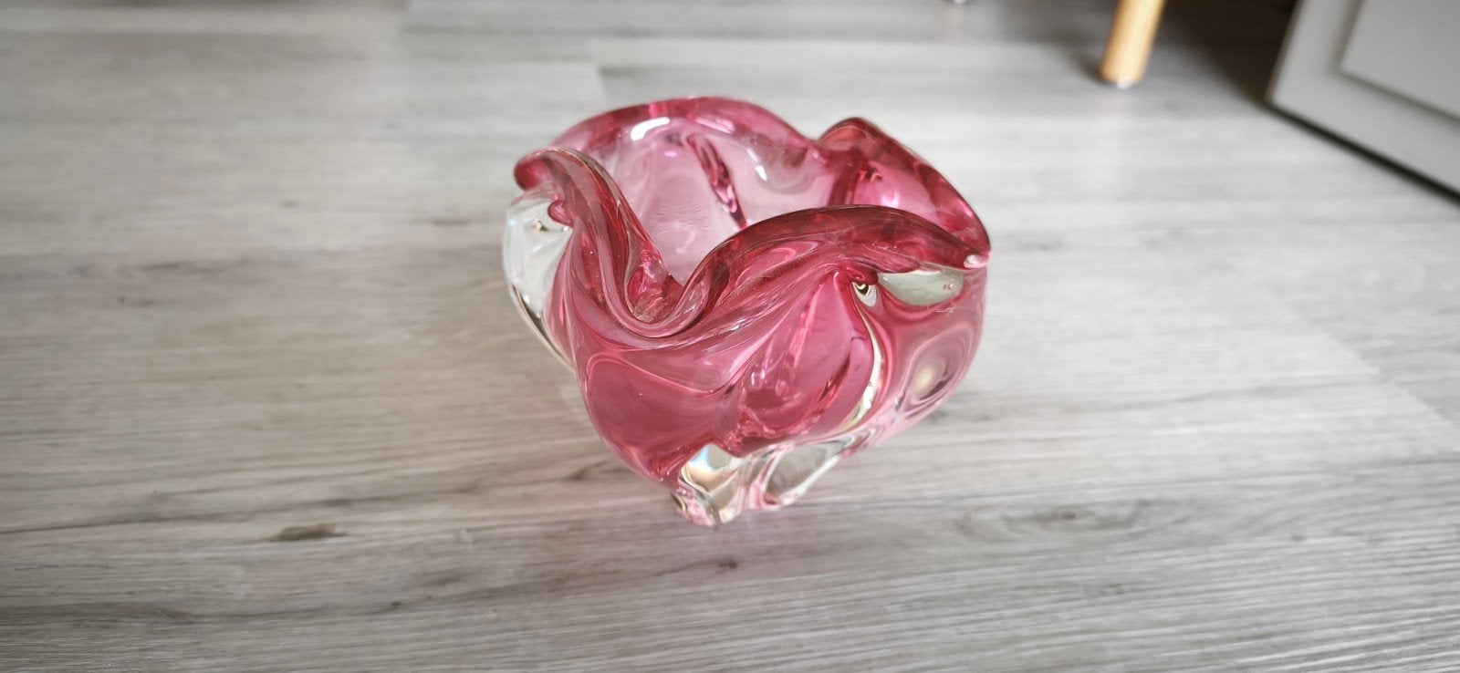 Vintage roze glazen asbak/schaal - Murano stijl, Ophalen of Verzenden