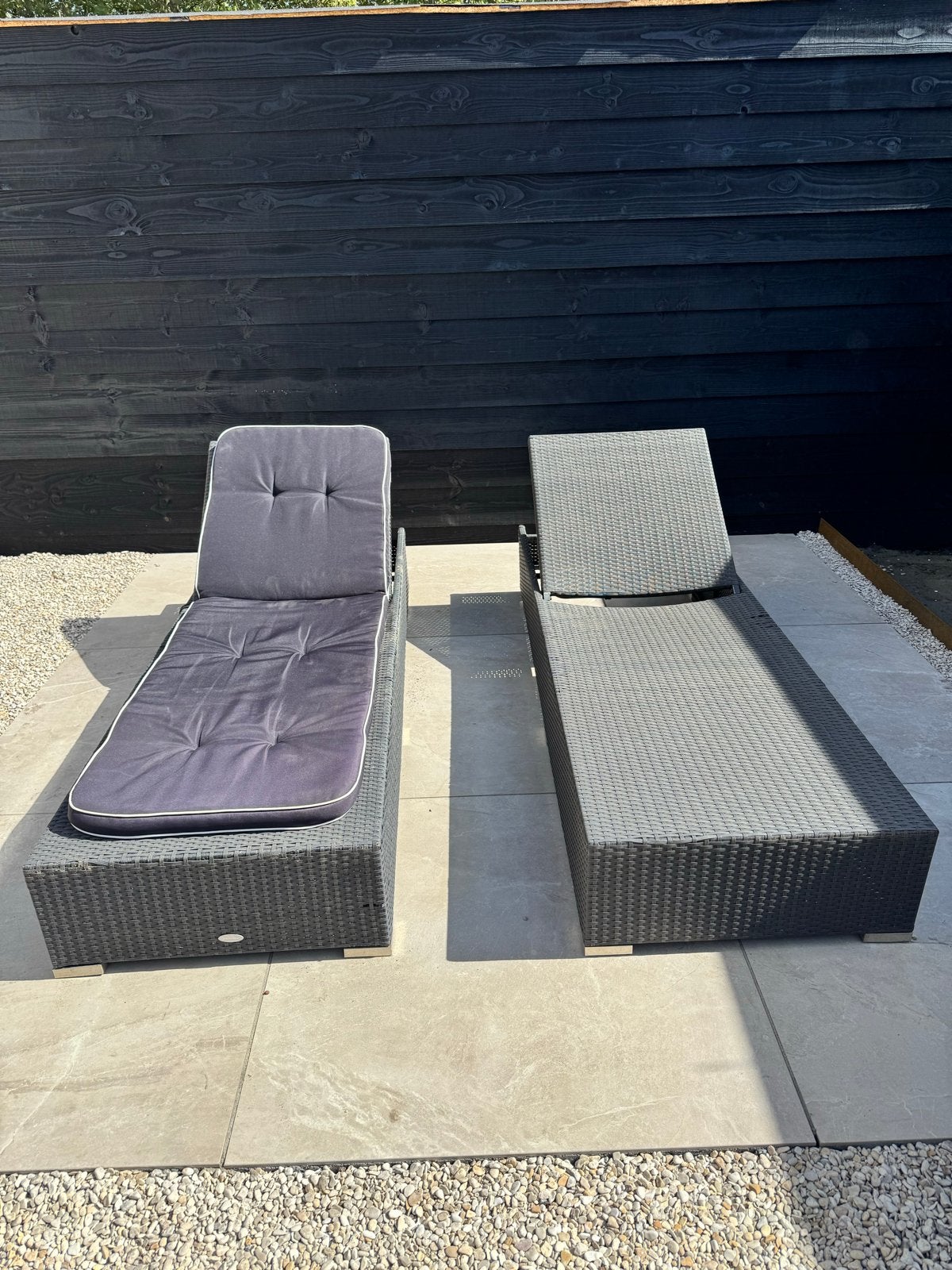 2x Ligbedden Wicker Verstelbaar met Kussens, Ophalen of Verzenden, Gebruikt, Wicker, Verstelbaar