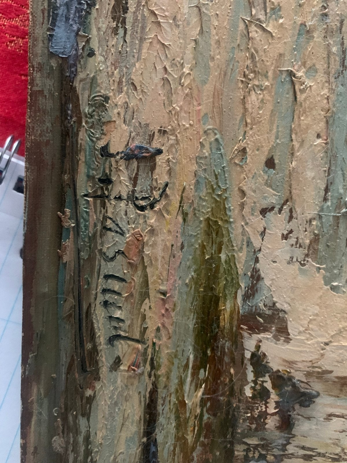 Mediterraan Dorpsgezicht, gesigneerd, Doek, Realistisch, Ophalen of Verzenden, Gesigneerd
