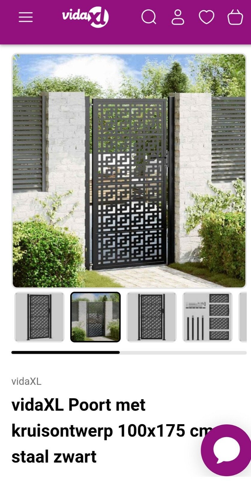 zwart stalen poort vidaxl  nieuw in verpakking, Ophalen, Nieuw, IJzer, Sierhekwerk