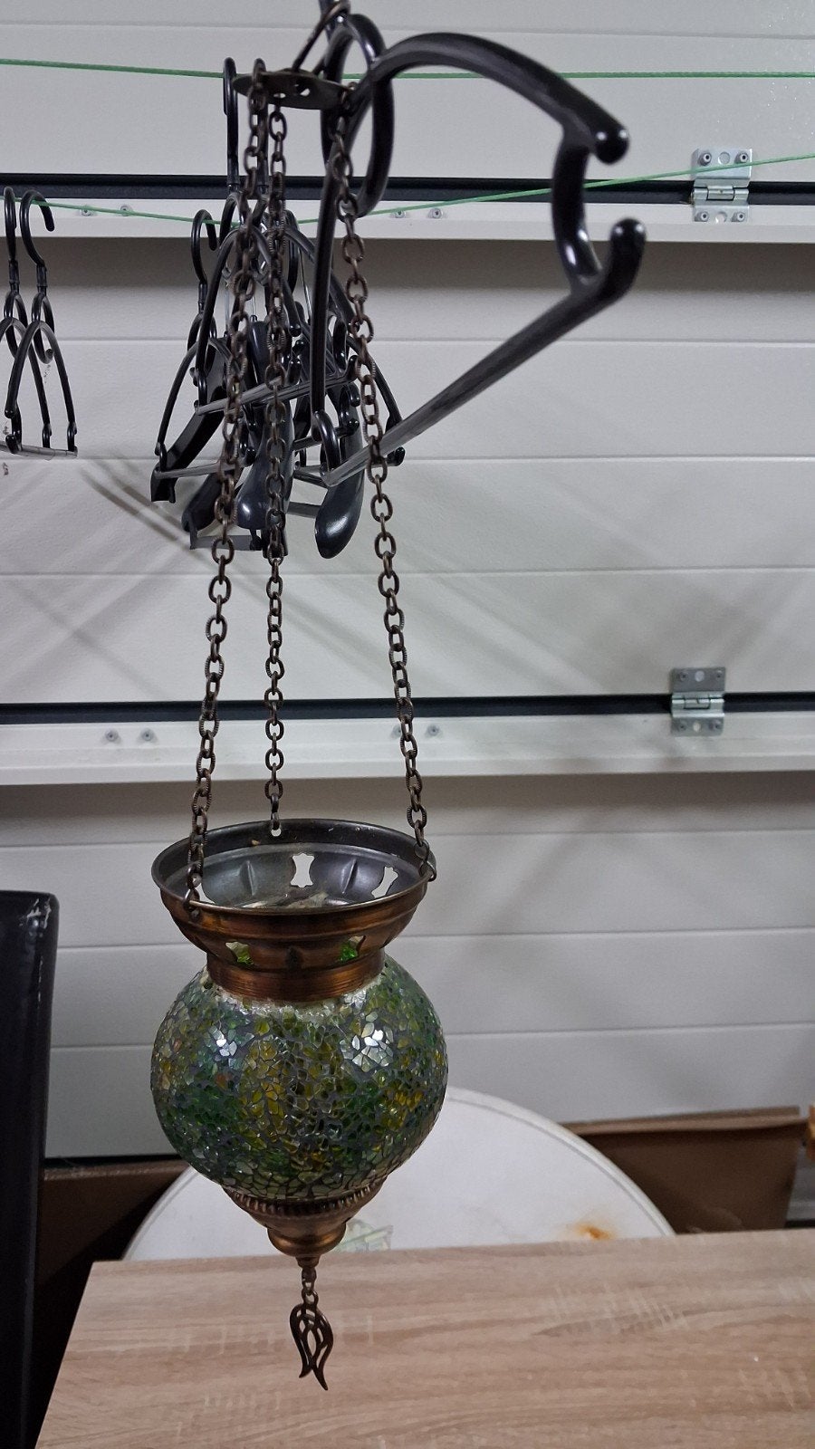 Mozaïek hanglampje voor waxinelichtje - Groen glas en metaal, Huis en Inrichting, Ophalen, Zo goed als nieuw, Glas, Oosters, Mozaïek