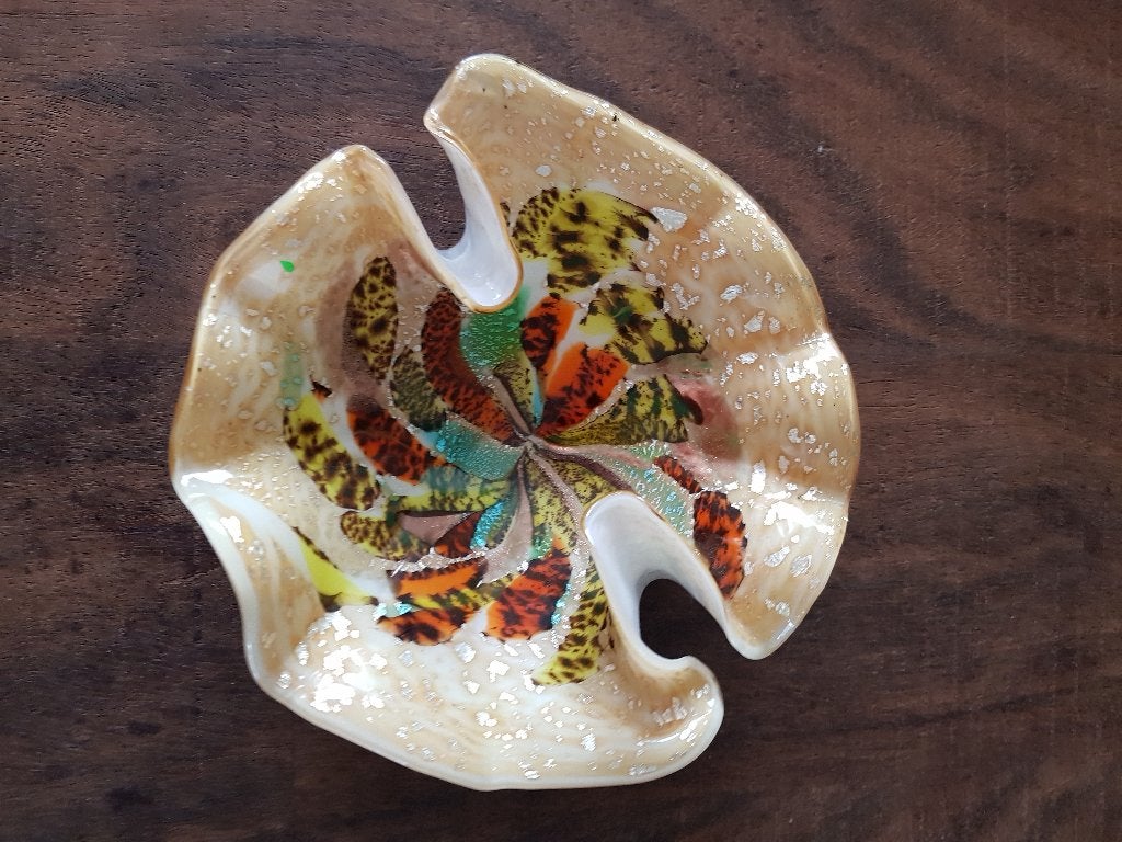 Murano schaal, Tutti Frutti design, goudfolie insluitsels, Ophalen of Verzenden