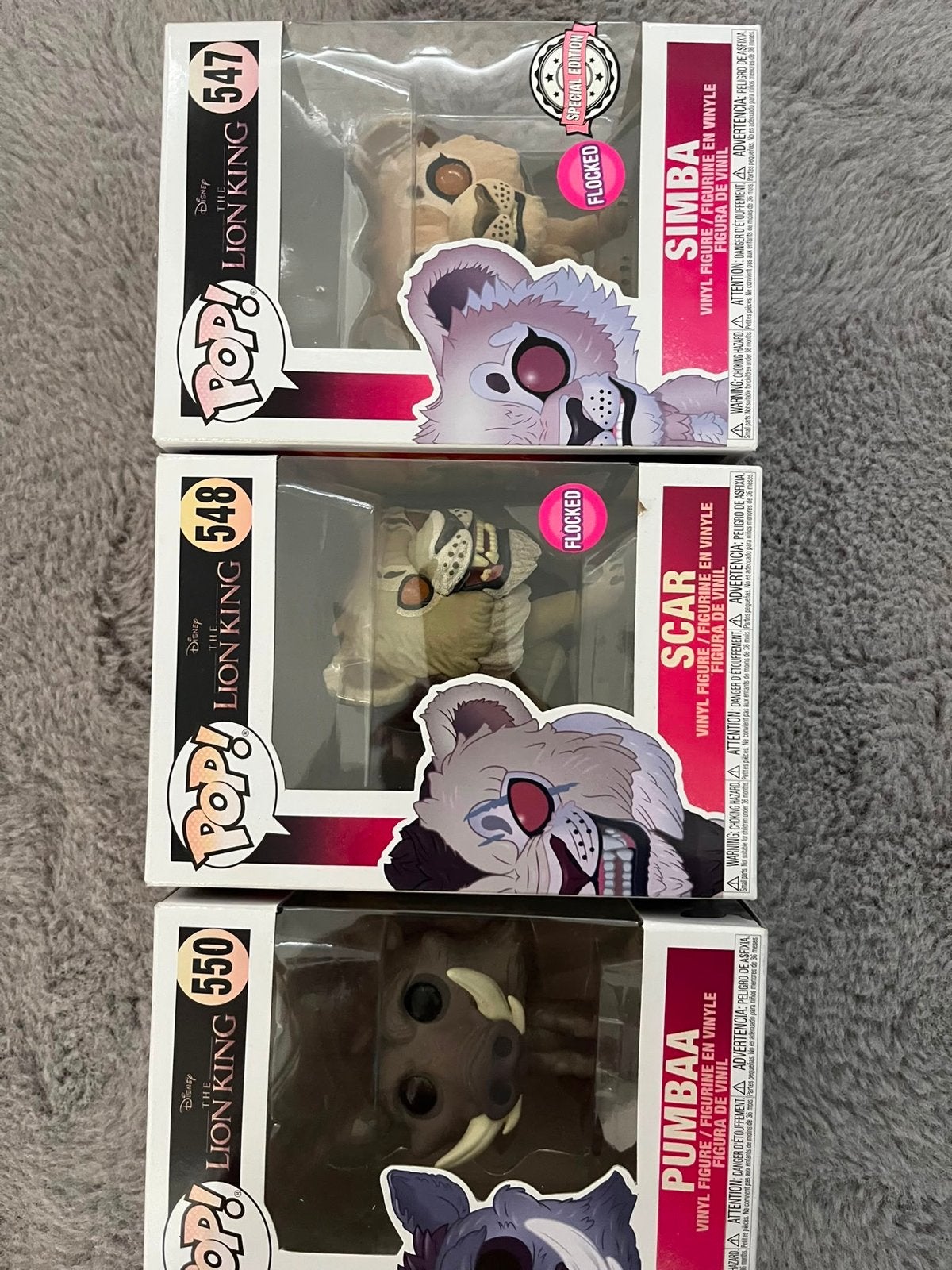 Funko Pop! The Lion King - Simba, Scar, Pumbaa (Flocked), Ophalen of Verzenden, Nieuw