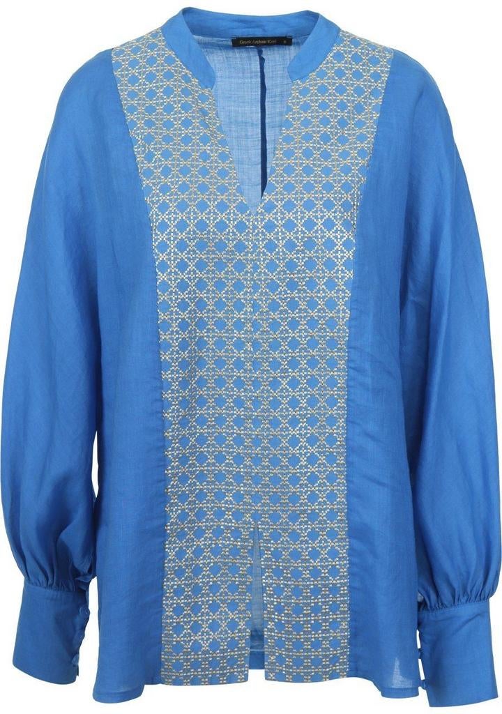 Greek Archaic Kori blouse maat L Ramie, Blauw, Maat 42/44 (L), Nieuw, Greek Archaic Kori
