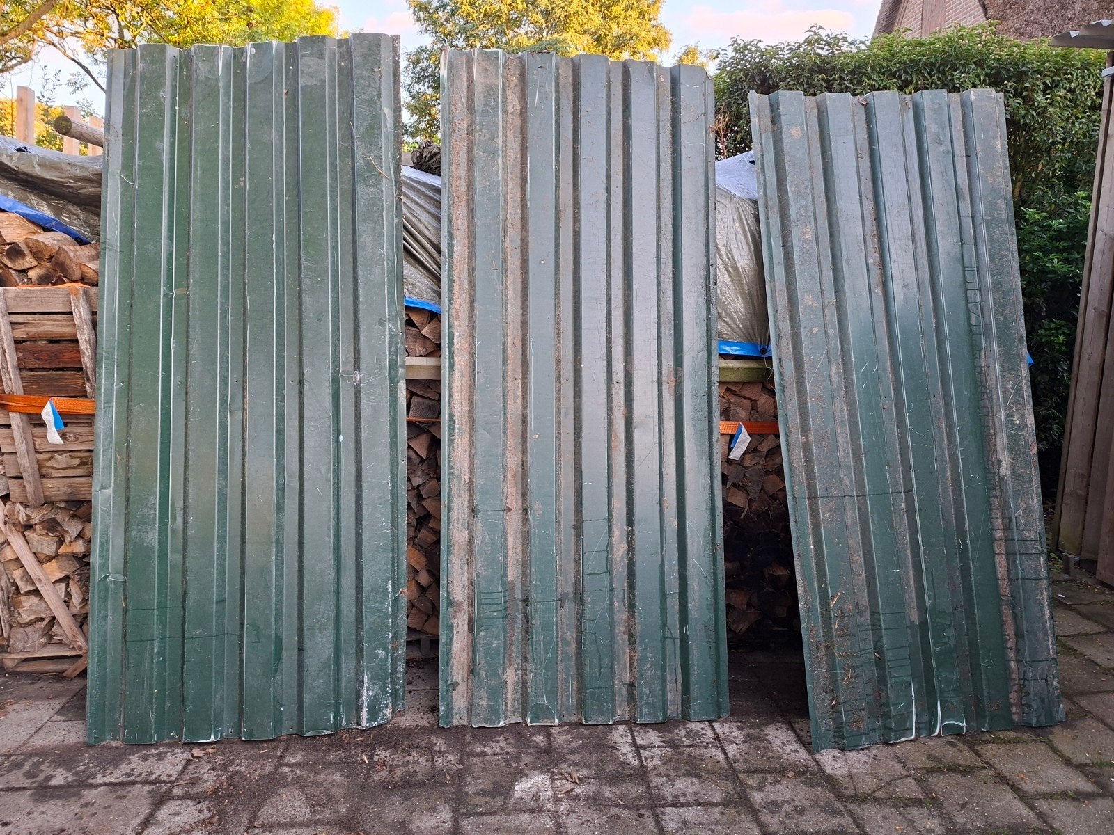 Dakplaten groen - 3 stuks, 250 cm 4 stuks 300 cm, Ophalen, Gebruikt