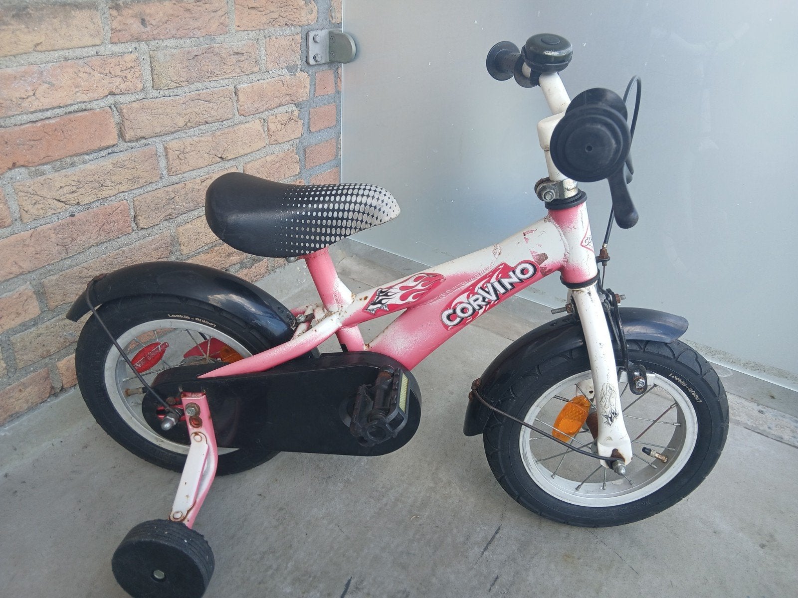 corvino kinderfiets, Ophalen, Terugtraprem, Zijwieltjes, Gebruikt