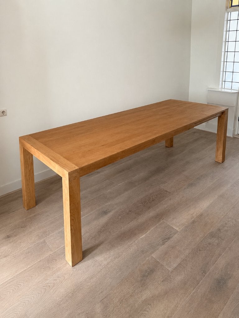 Uitschuifbare Eettafel 180 220 260, Ophalen, Eikenhout, 200 cm of meer, 50 tot 100 cm