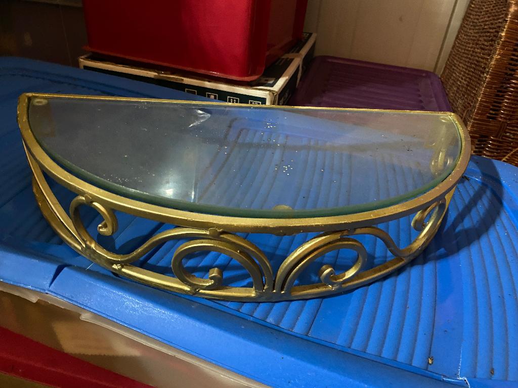 Metalen console met glas voor aan de muur, Metaal, Ophalen of Verzenden, Zo goed als nieuw, Overige typen
