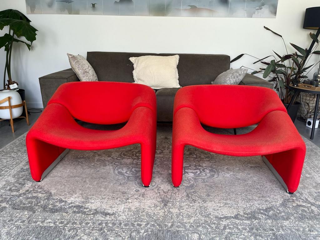 Nog 1 beschikbaar! 2 Artifort stoeltjes F598 Groovy Rood, Huis en Inrichting, Fauteuils, Ophalen, Gebruikt, Minder dan 75 cm, 75 tot 100 cm