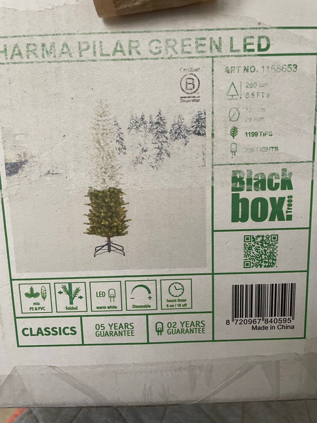 Smalle Kunstkerstboom blackbox trees Harma 260cm, Ophalen, Nieuw