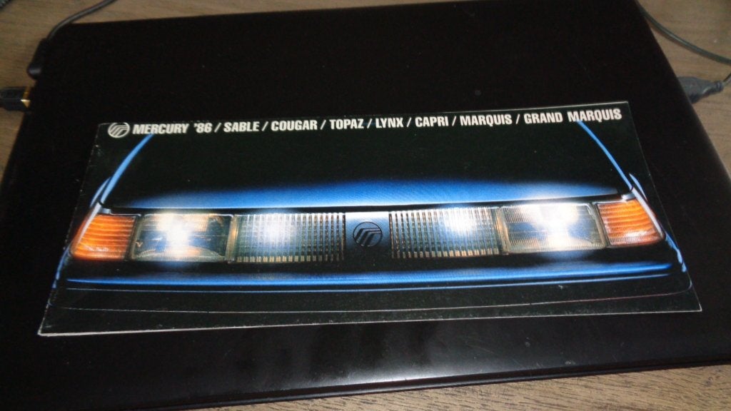 ZELDZAME Folder MERCURY 1986 , sable-cougar-topaz-lynx en en, Verzenden, Zo goed als nieuw, Overige merken