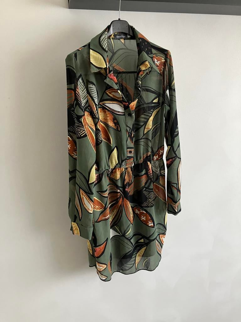 Perla Nera Jurk met Bladprint - Maat S, Kleding | Dames, Jurken, Ophalen of Verzenden, Zo goed als nieuw, Maat 36 (S), Boven de knie