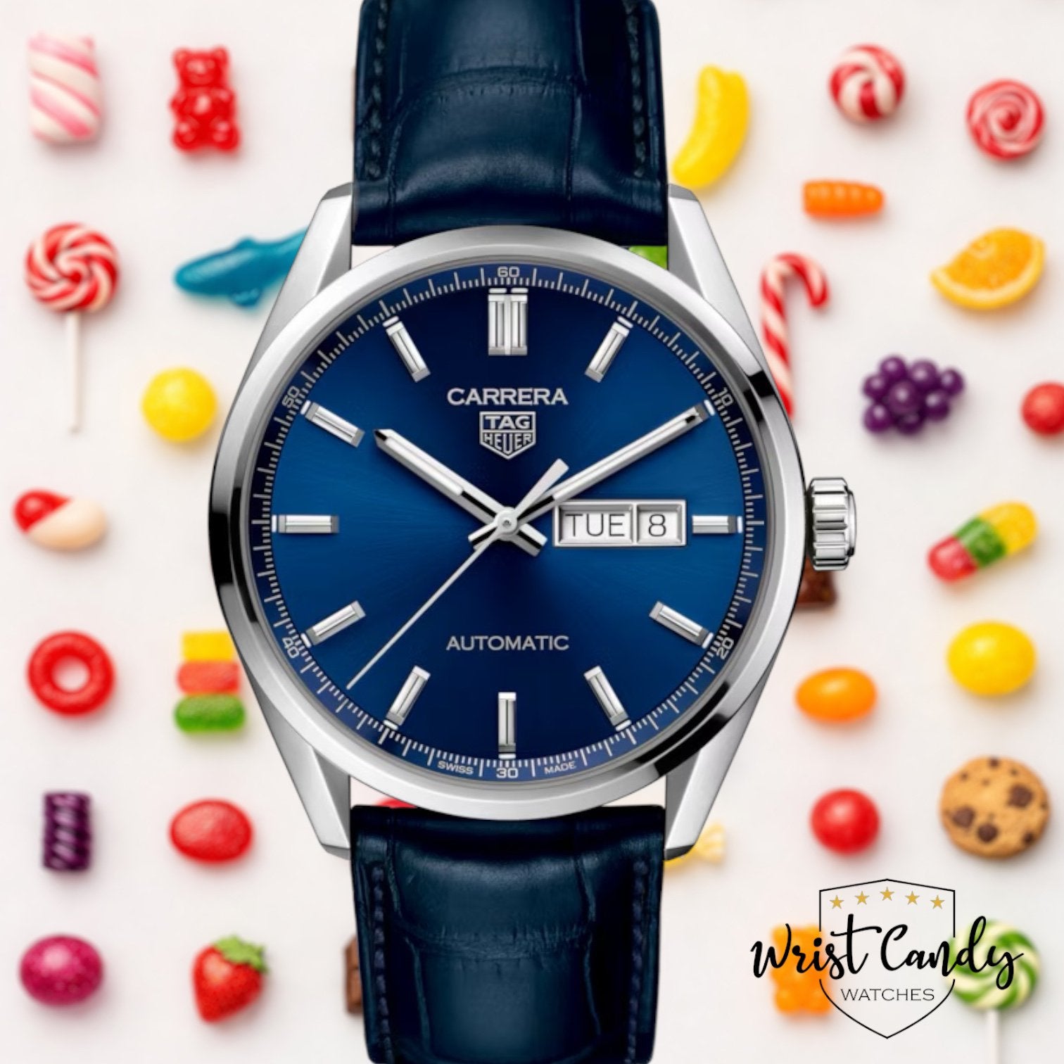 TAG Heuer Carrera Day-Date • 2026 • nieuw in de stickers, Info@wristcandy.nl, Leer, Staal, Polshorloge