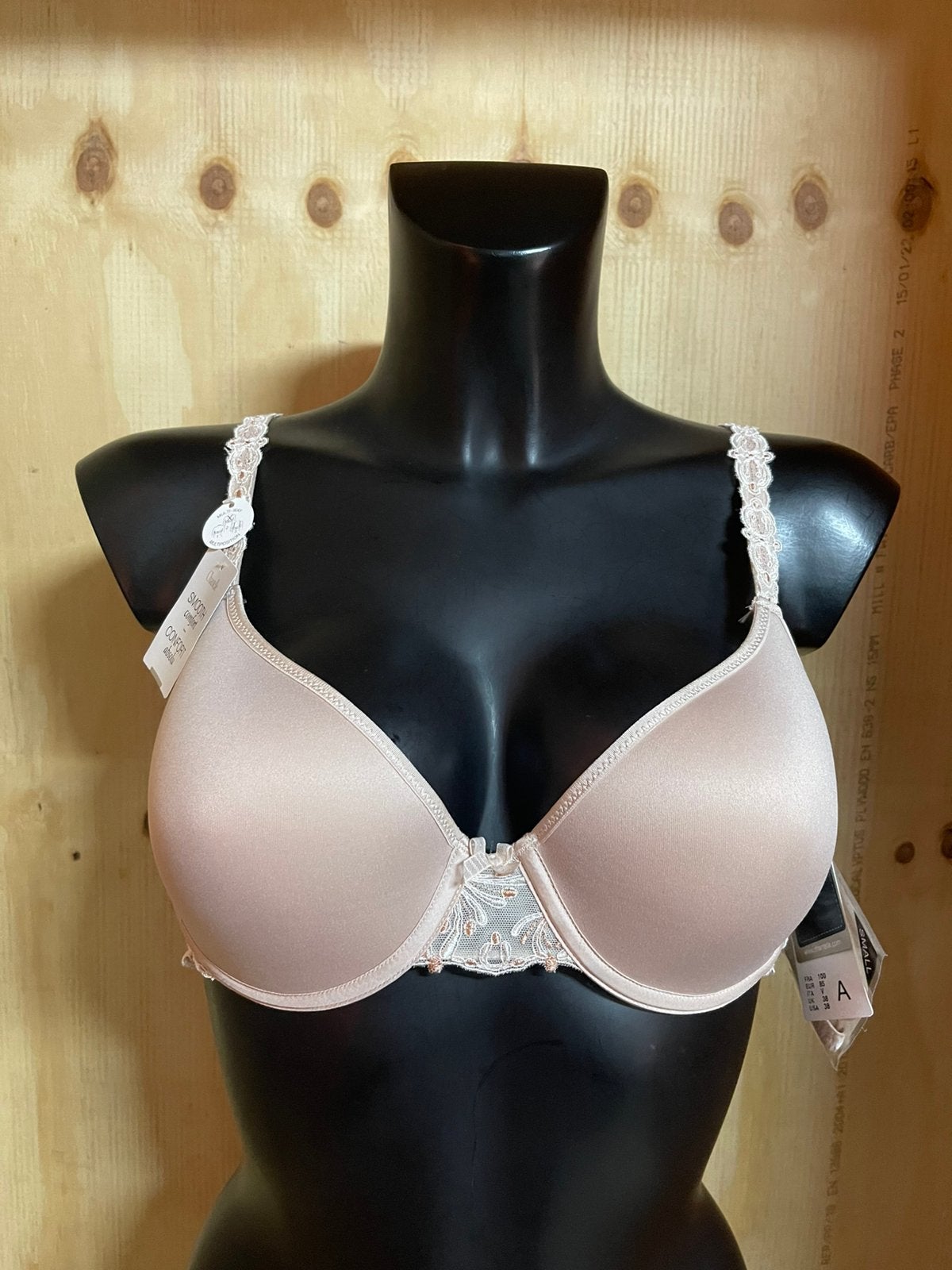 Chantelle t shirt bh 85a model 2606 kan halter, Verzenden, Beige, BH