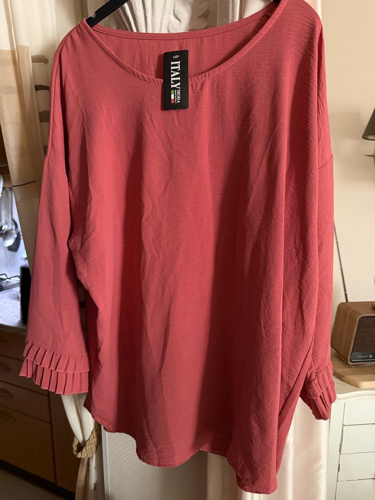 Nieuwe Italy Moda Tuniek/Blouse XL - Koraalrood, Maat 46/48 (XL) of groter, Nieuw, Ophalen of Verzenden, Lange mouw