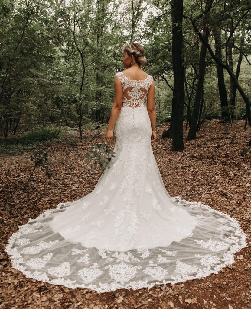 Prachtige Essence of Australia trouwjurk met sleep, Trouwjurk, Essence of Australia, Wit, Ophalen of Verzenden