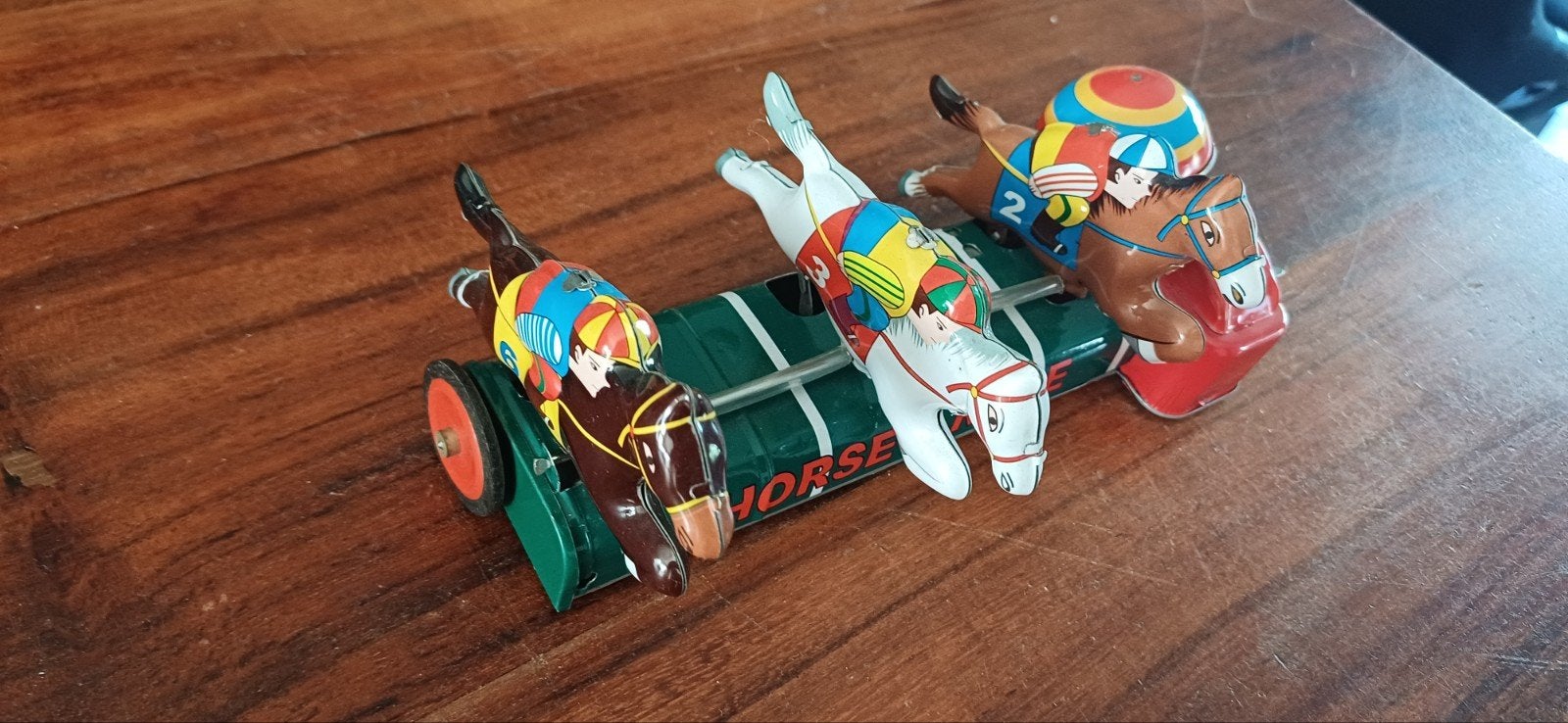 Vintage blikken paardenrace speelgoed, Antiek en Kunst, Ophalen