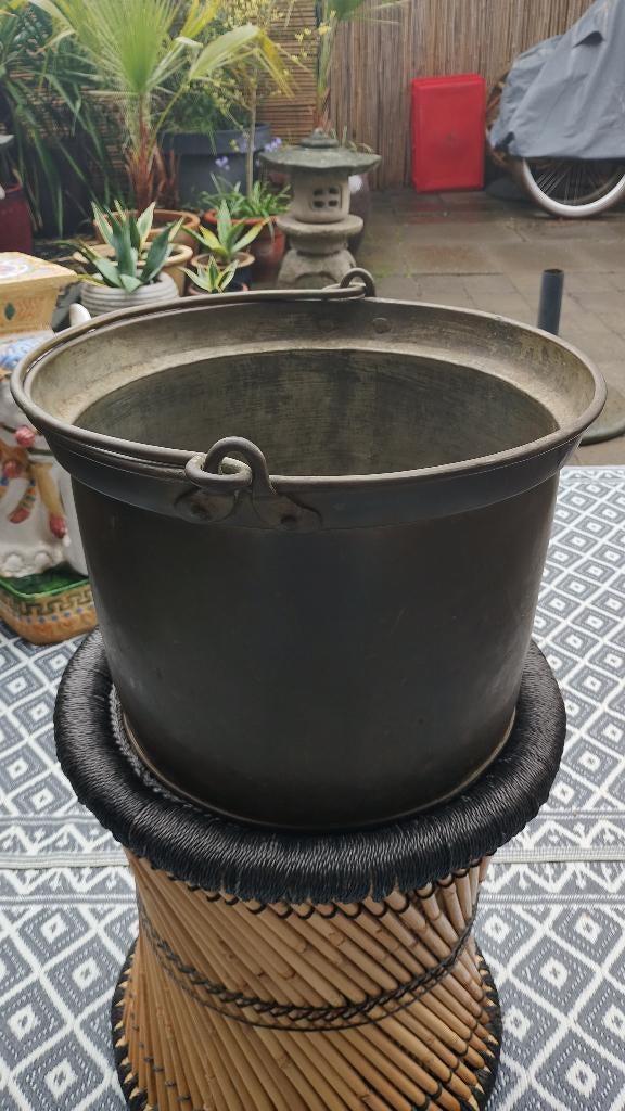 Antieke grote koperen ketel haardblok ketel, Antiek en Kunst, Ophalen of Verzenden