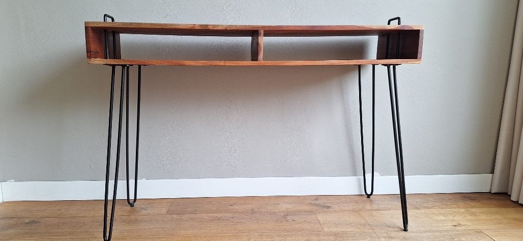 Sidetable acaciahout 115cm vintage/industrieel in nieuwstaat, Huis en Inrichting, Tafels | Sidetables, Ophalen, Overige materialen