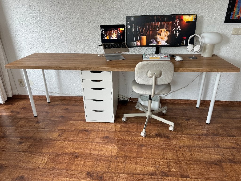 Extra groot IKEA bureau 246 cm – SÄLJAN + ALEX + ADILS, Ophalen, 64 cm, Hout, 246 cm