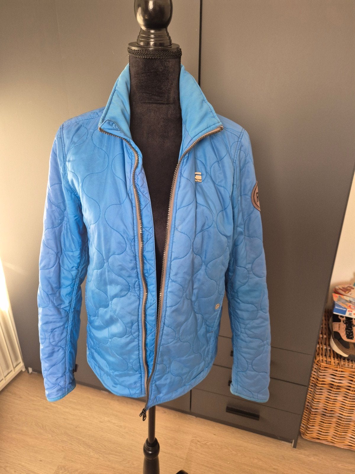 G-Star RAW gewatteerde jas in maat S, Kleding | Dames, Jassen | Zomer, Blauw, Ophalen of Verzenden, Zo goed als nieuw, Maat 36 (S)
