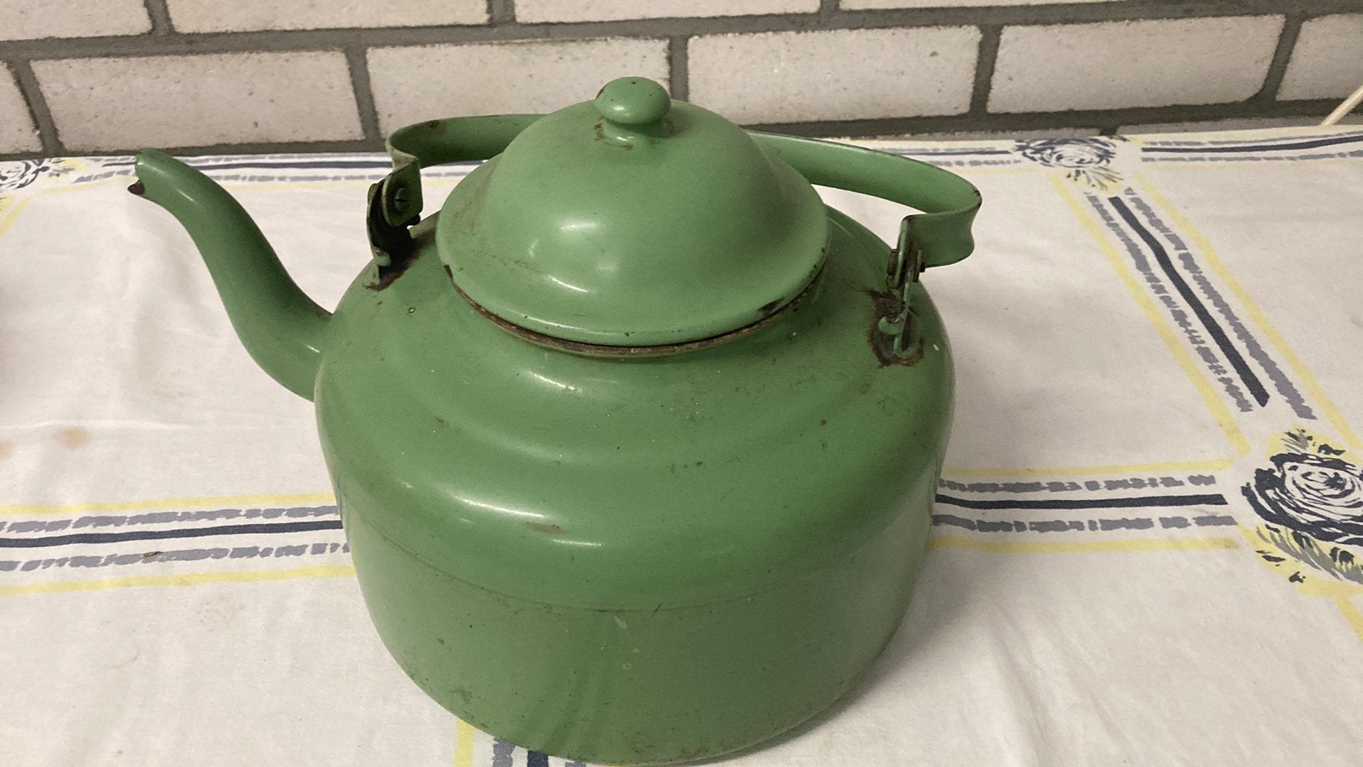 Emaille groene ketel, Ophalen of Verzenden