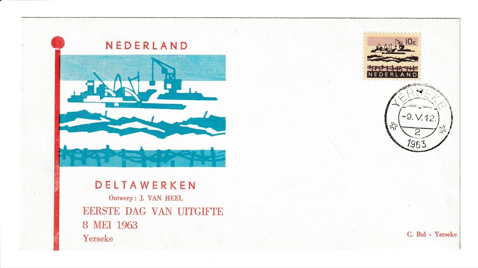 FDC 1963 Deltawerken onbeschreven, Ophalen of Verzenden, Onbeschreven, Nederland
